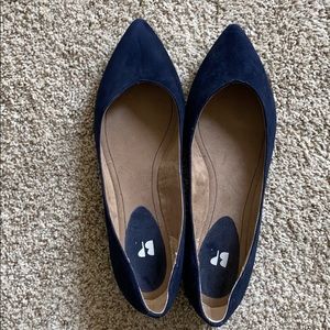 Faux Suede Navy Flats